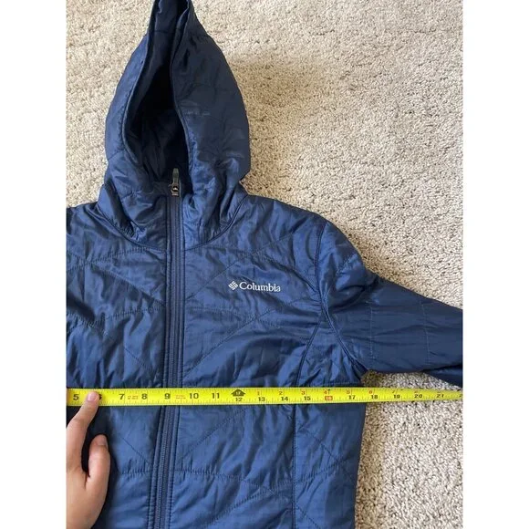 Columbia Woman’s Mighty Lite Hooded Omni Heat Jacket Size XS Dark Blue - Picture 4 of 6